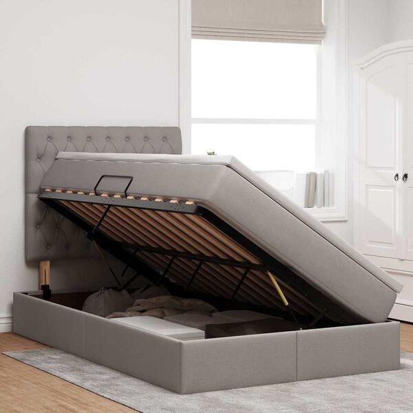 vidaXL Κρεβάτι Αποθήκης με στρώμα Taupe 120 x 190 cm Τεχνητό Δέρμα