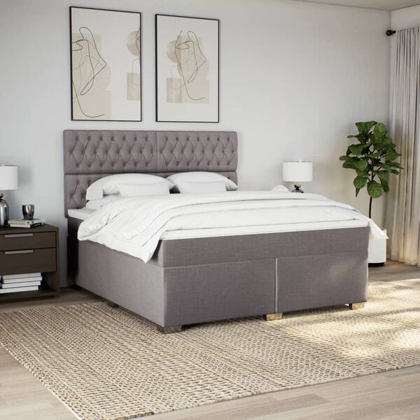 vidaXL &Kappa;&rho;&epsilon;&beta;ά&tau;&iota; Boxspring &mu;&epsilon; &Sigma;&tau;&rho;ώ&mu;&alpha; Taupe 180x200 &epsilon;&kappa;. &Upsilon;&phi;&alpha;&sigma;&mu;ά&tau;&iota;&nu;&omicron;