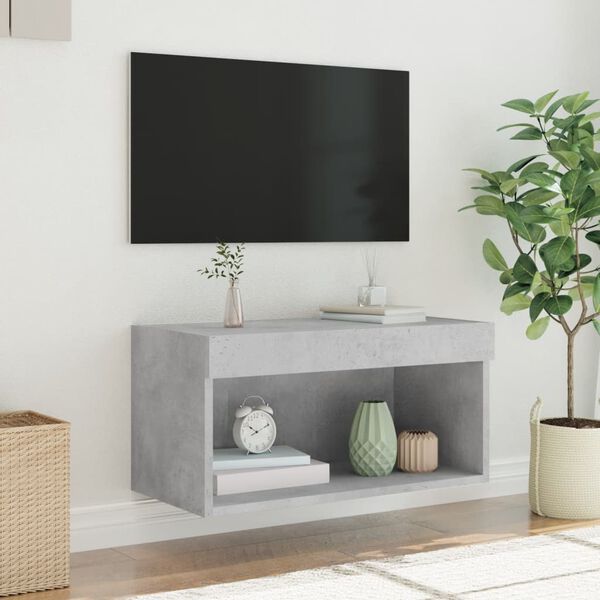 vidaXL Έπιπλο Τηλεόρασης με LED Γκρι Σκυροδέματος 60x30x30 εκ.