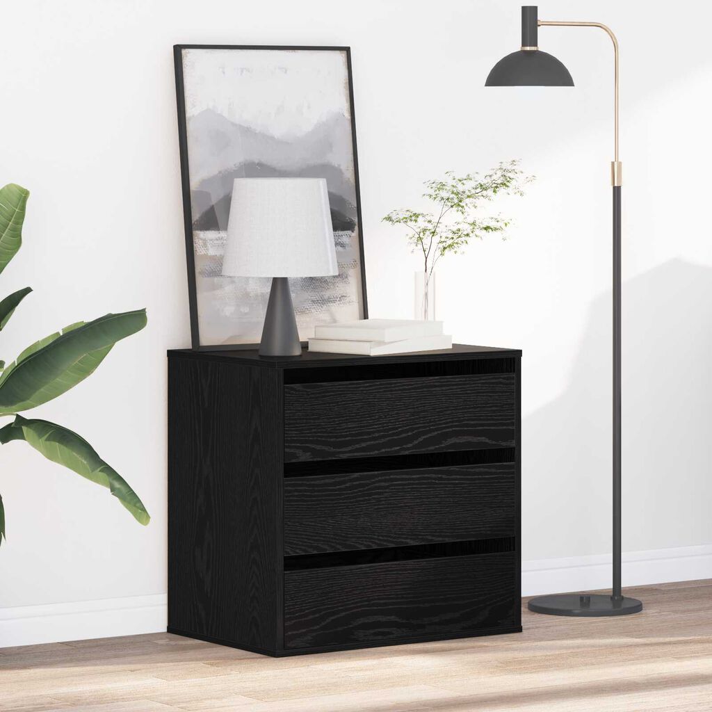 vidaXL Γωνιακό Κουτί με Συρτάρια Μαύρη Δρυς 60x41x58 εκ. Επεξεργασμένο Ξύλο
