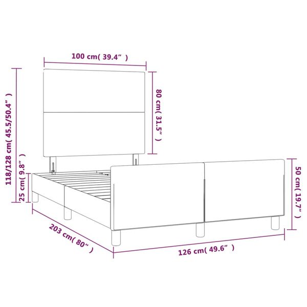 vidaXL Σκελετός Κρεβατιού Χωρίς Στρώμα Μαύρο 120x200 εκ. Υφασμάτινο