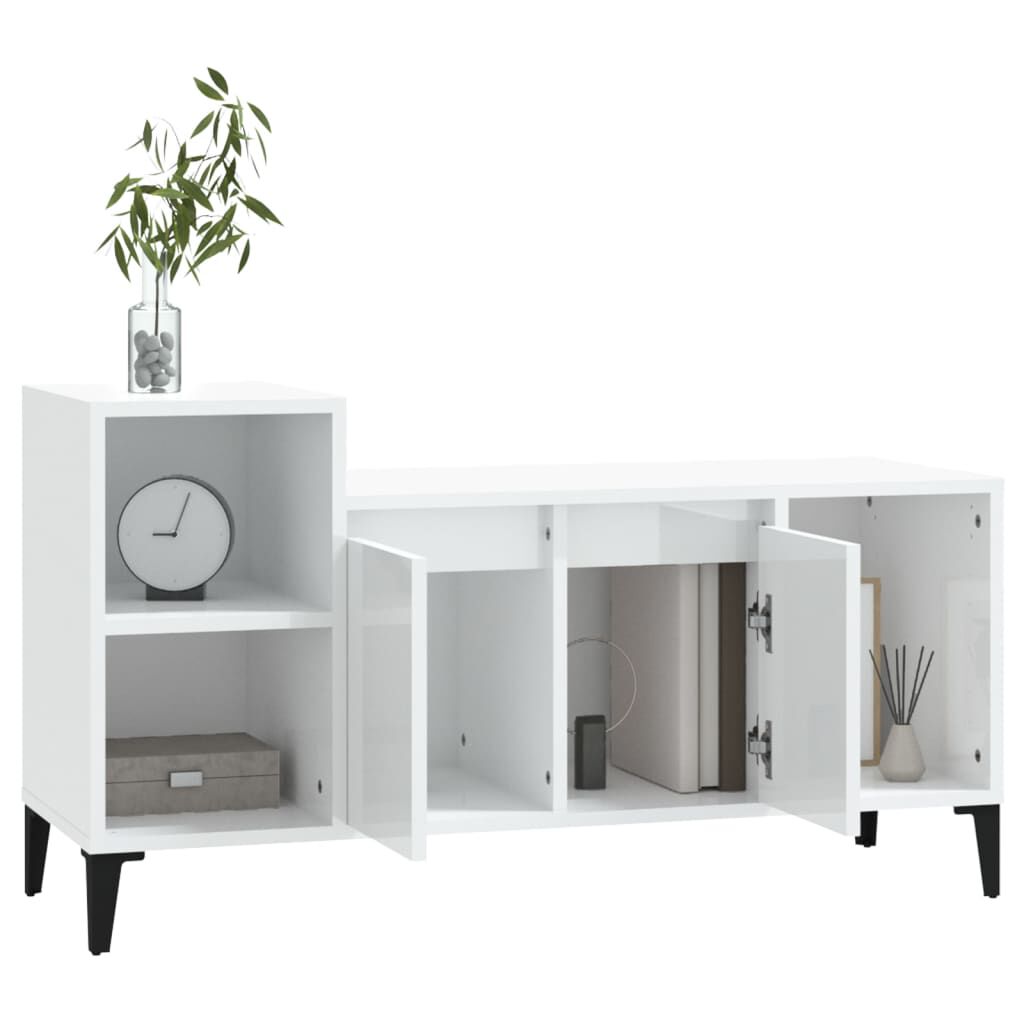vidaXL Έπιπλο Τηλεόρασης Γυαλ. Λευκό 100x35x55 εκ. Επεξεργασμένο Ξύλο