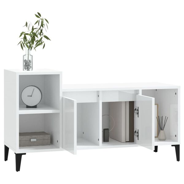 vidaXL Έπιπλο Τηλεόρασης Γυαλ. Λευκό 100x35x55 εκ. Επεξεργασμένο Ξύλο