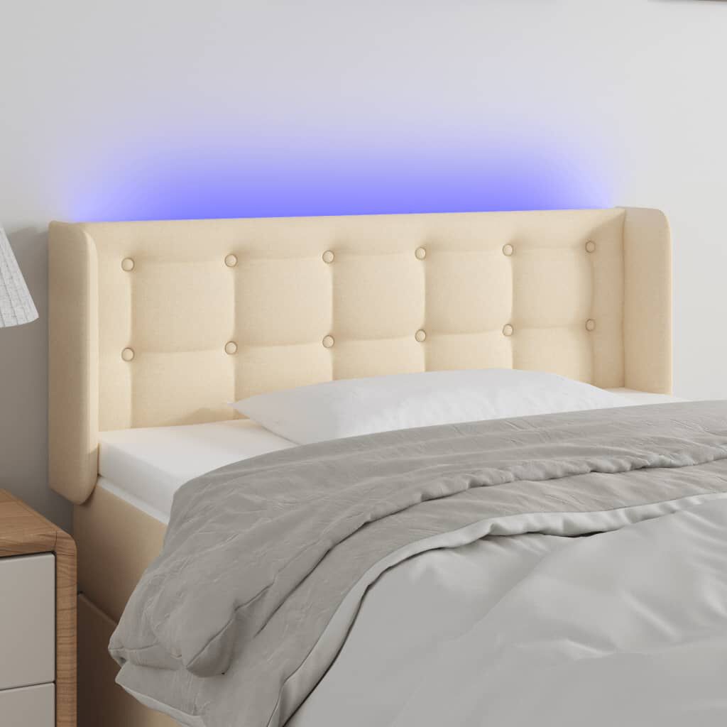 vidaXL Κεφαλάρι Κρεβατιού LED Κρεμ 103x16x78/88 εκ. Υφασμάτινο