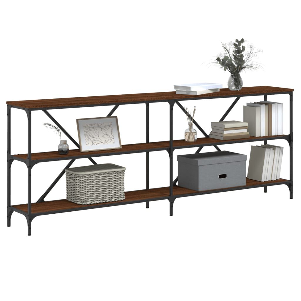 vidaXL Τραπέζι Κονσόλα Καφέ Δρυς 200x30x75 εκ. Επεξ. Ξύλο/Σίδηρος