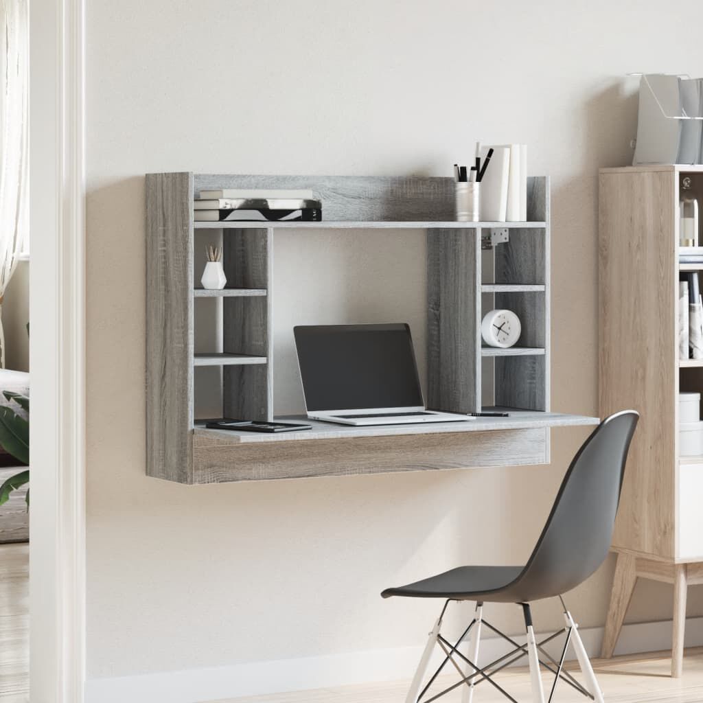 vidaXL Γραφείο Τοίχου Γκρι Sonoma 105x48x75 εκ. από Επεξεργασμένο Ξύλο