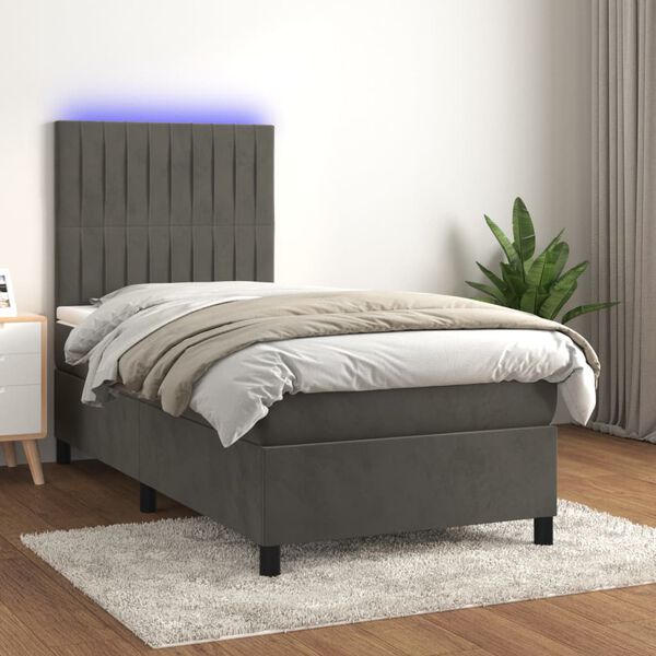 vidaXL &Kappa;&rho;&epsilon;&beta;ά&tau;&iota; Boxspring &mu;&epsilon; &Sigma;&tau;&rho;ώ&mu;&alpha; & LED &Sigma;&kappa;. &Gamma;&kappa;&rho;&iota; 100x200&epsilon;&kappa;. &Beta;&epsilon;&lambda;&omicron;ύ&delta;&iota;&nu;&omicron;