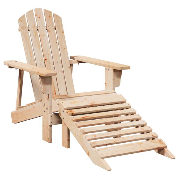 vidaXL Καρέκλα Adirondack με Υποπόδιο από Ξύλο Ελάτης