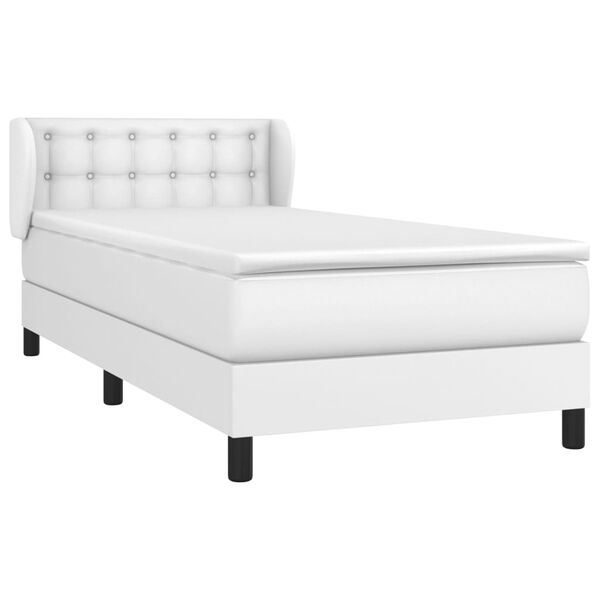 vidaXL Κρεβάτι Boxspring με Στρώμα Λευκό 80 x 200 εκ. Συνθετικό Δέρμα
