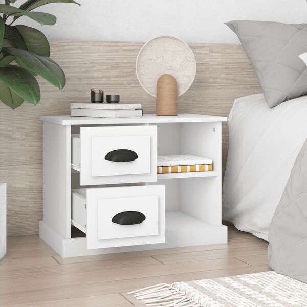 vidaXL Κομοδίνο Λευκό 60 x 35,5 x 45 εκ.