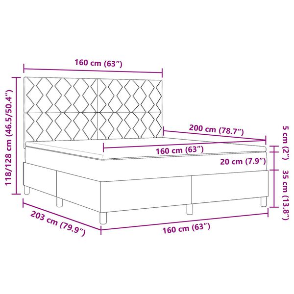 vidaXL Κρεβάτι με Στρώμα Μαύρο 160x200 εκ Βελούδο