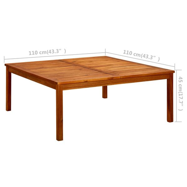 vidaXL Τραπεζάκι Σαλονιού Κήπου 110 x 110 x 45 εκ. Μασίφ Ξύλο Ακακίας