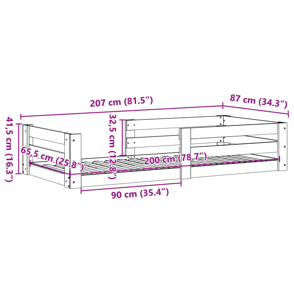 vidaXL Σκελετός Κρεβ. Χωρίς Στρώμα Καφέ 80x200 εκ. Μασίφ Ξύλο Πεύκου