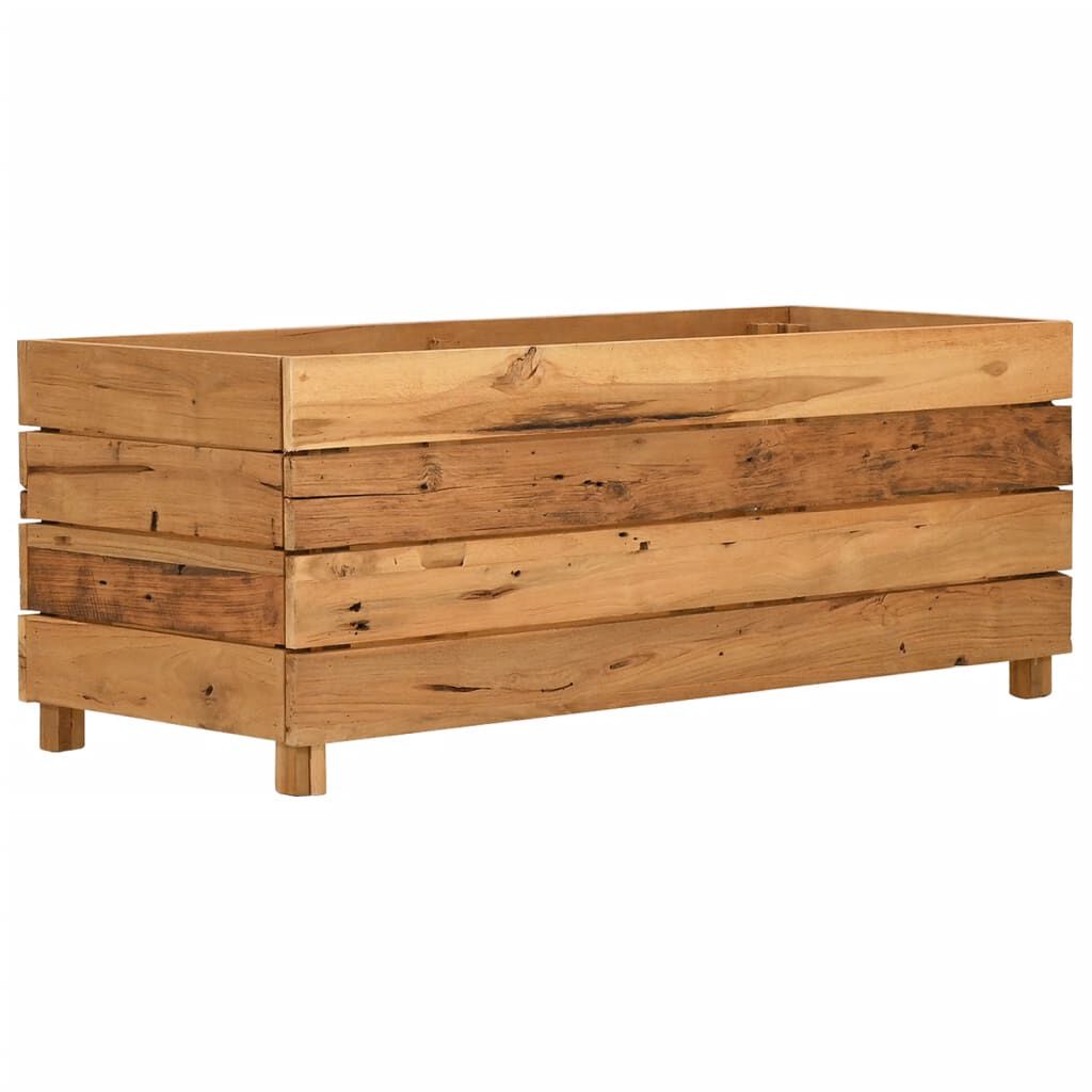 vidaXL Ζαρντινιέρα Υπερυψωμένη 100x40x38 εκ. Ανακυκλ. Ξύλο Teak/Ατσάλι