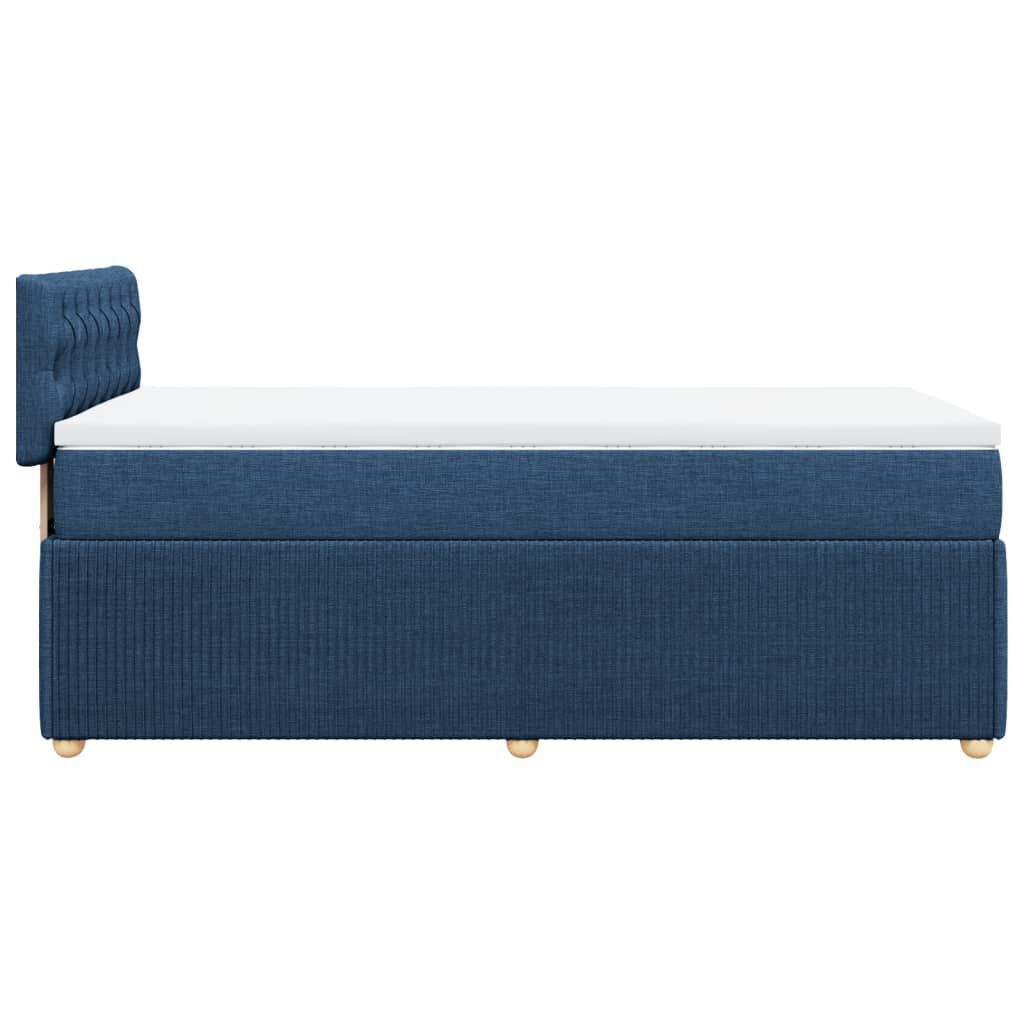 vidaXL Κρεβάτι Boxspring με Στρώμα Μπλε 90x200 εκ.Υφασμάτινο