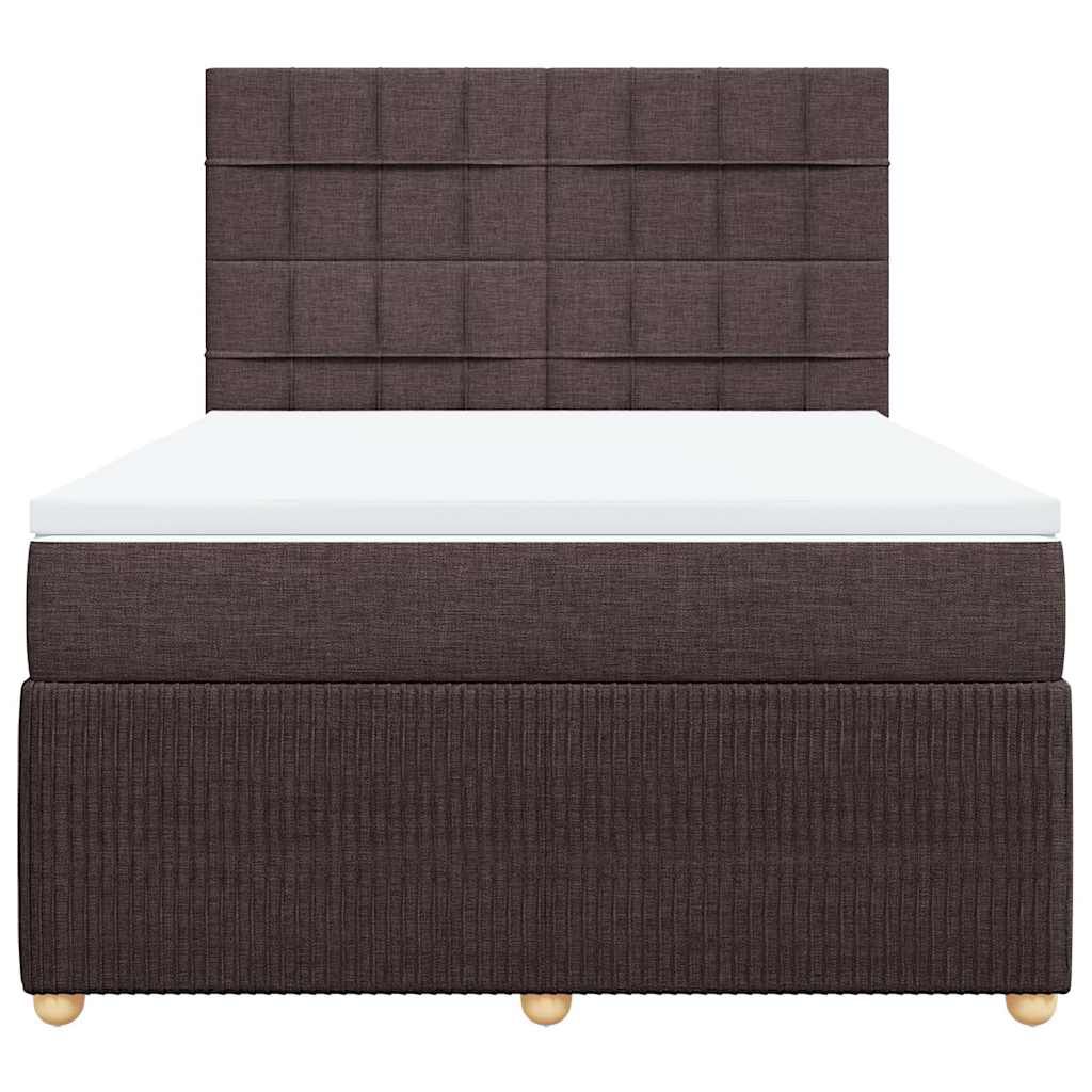 vidaXL Κρεβάτι Boxspring με Στρώμα Σκούρο Καφέ 160x200 εκ Υφασμάτινο