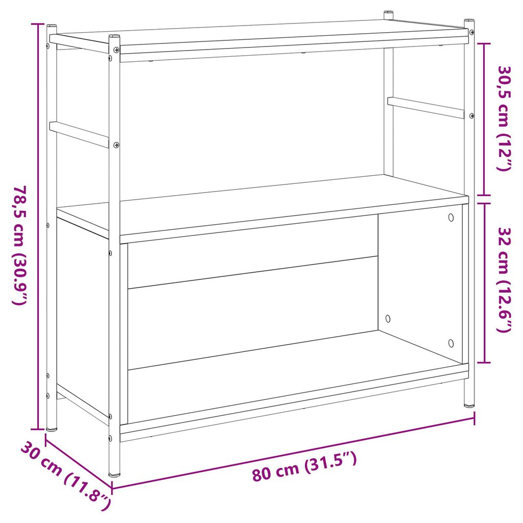 vidaXL Βιβλιοθήκη Artisian Δρυς 80x30x78,5 εκ. Επεξεργασμένο ξύλο