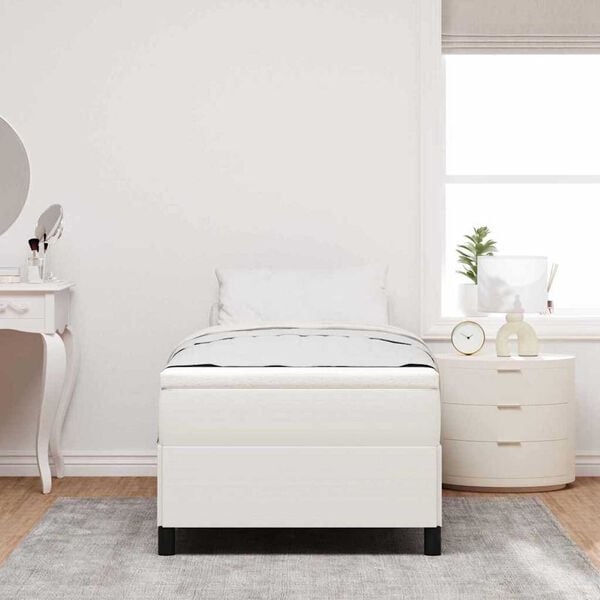 vidaXL Σκελετός Κρεβατιού Κρεμ 90 x 190 cm Βελούδο