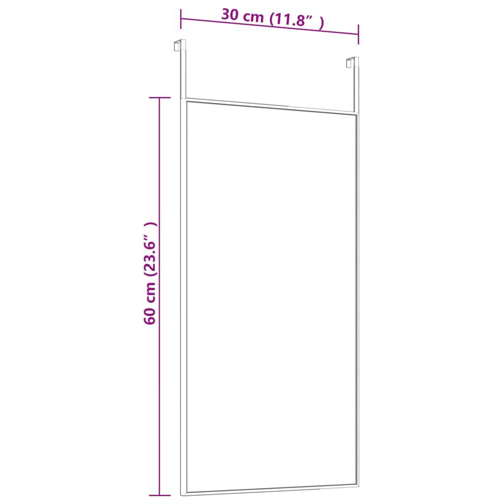 vidaXL Καθρέπτης Πόρτας Μαύρος 30 x 60 εκ. από Γυαλί και Αλουμίνιο