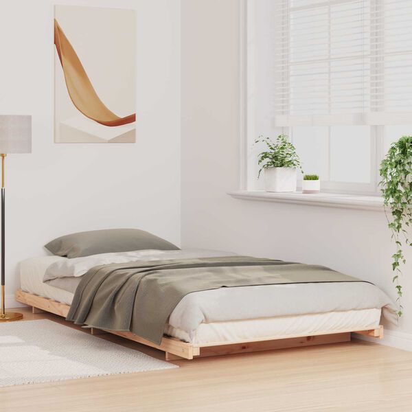vidaXL Κρεβάτι δαπέδου Καφέ 100 x 200 cm Μασίφ ξύλο πεύκου