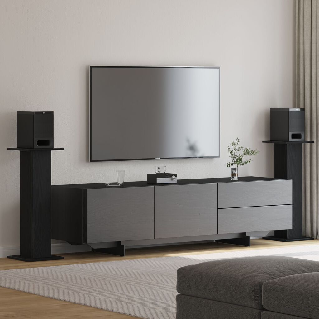 vidaXL Βάσεις Ηχείων 2 τμχ Μαύρο Δρυς 30x30x80 εκ Επεξεργασμένο Ξύλο