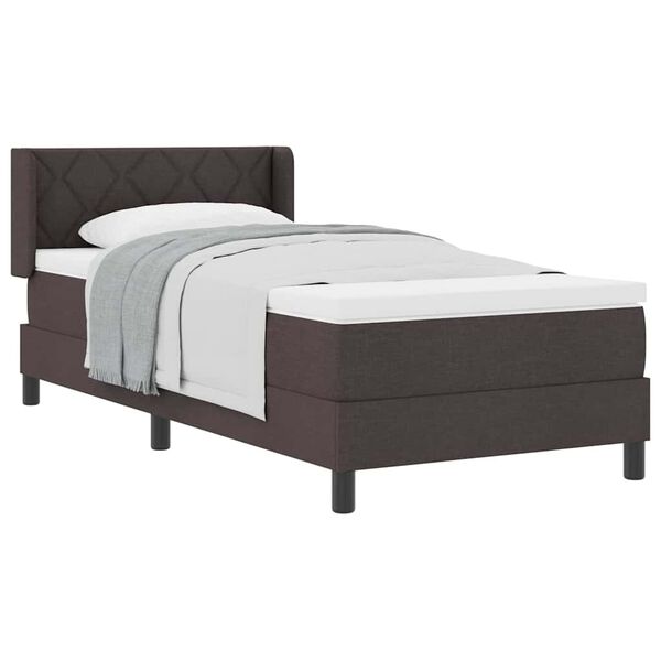 vidaXL Κρεβάτι box spring με στρώμα με στρώμα Σκούρο Καφέ 90 x 200 cm