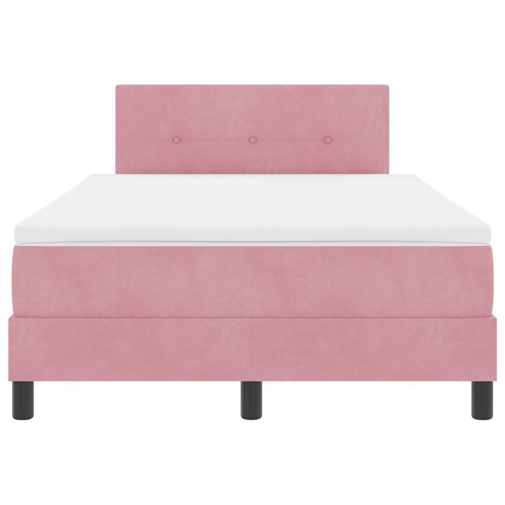 κρεβάτι box spring vidaXL με στρώμα ροζ 120x200 εκ. βελούδο