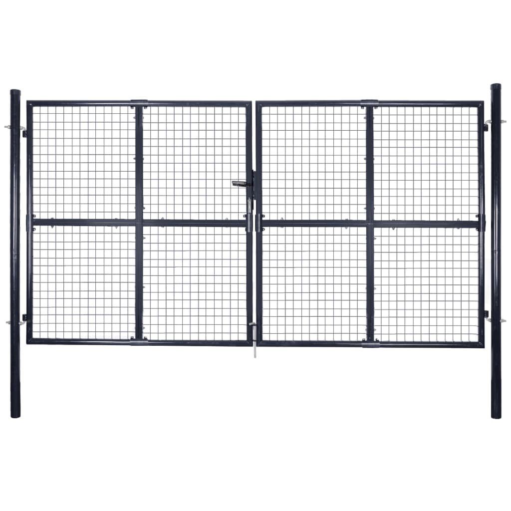 vidaXL Πόρτα Περίφραξης με Πλέγμα Γκρι 289 x 200 εκ. Γαλβαν. Χάλυβας
