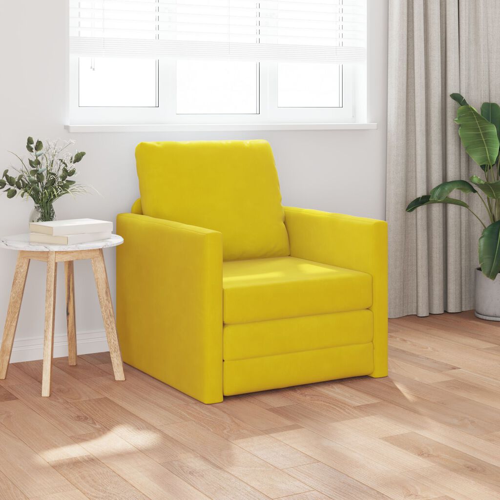 vidaXL Καναπές Κρεβάτι 2 σε 1 Σκούρο Κίτρινο 74x77x81 εκ. Βελούδο