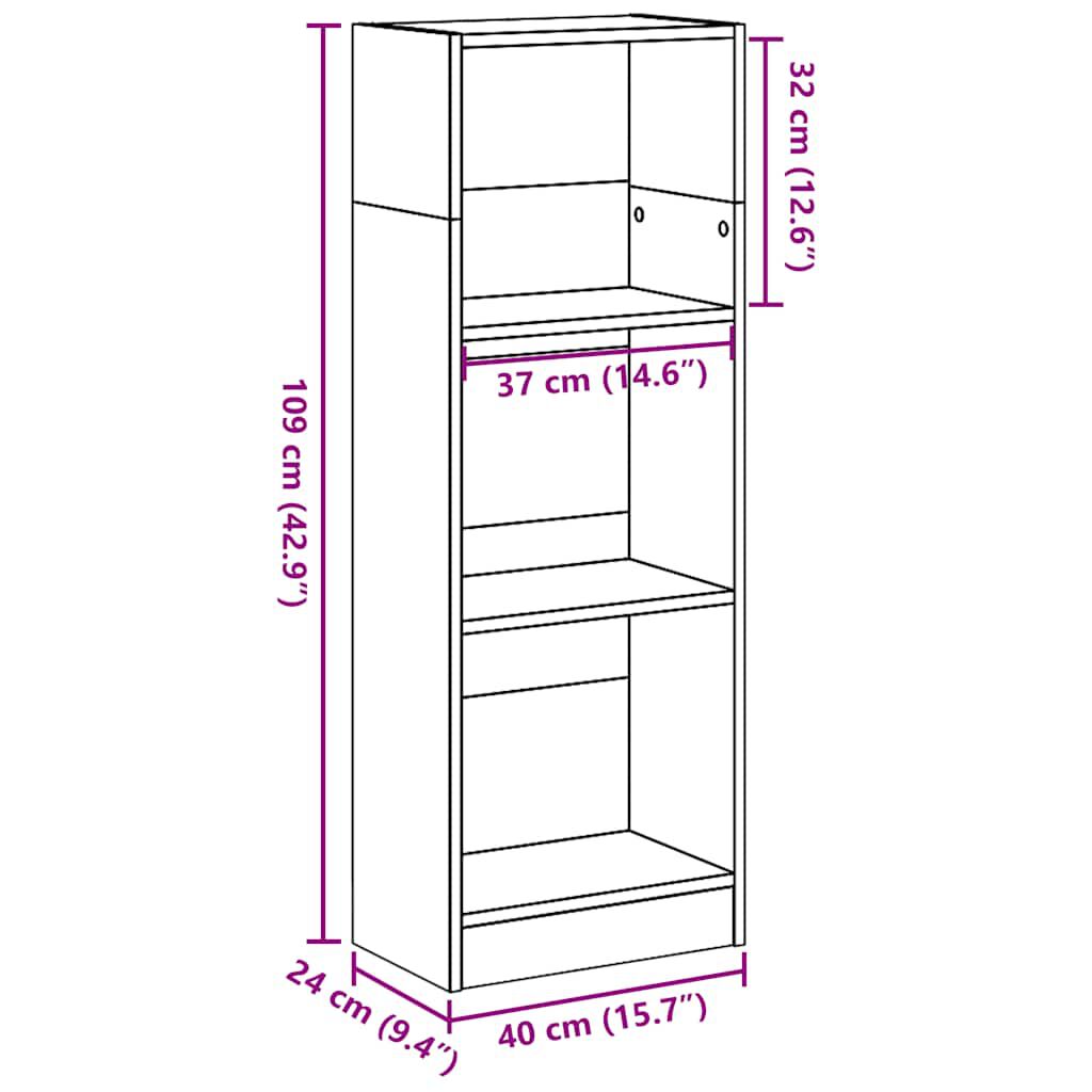 vidaXL Βιβλιοθήκη Γυαλιστερό Λευκό 40x24x109 εκ. Επεξεργασμένο Ξύλο