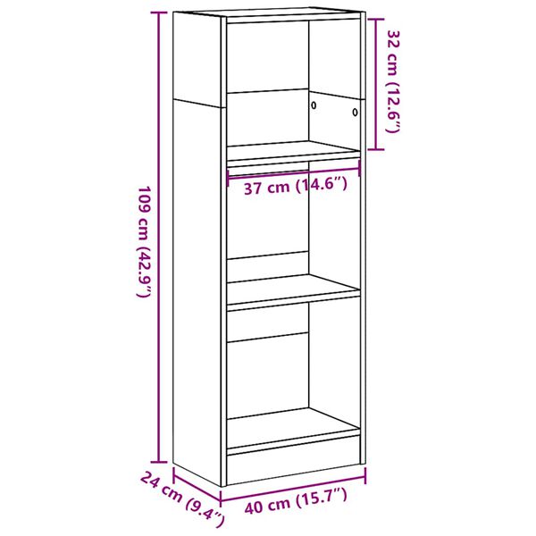 vidaXL Βιβλιοθήκη Γυαλιστερό Λευκό 40x24x109 εκ. Επεξεργασμένο Ξύλο