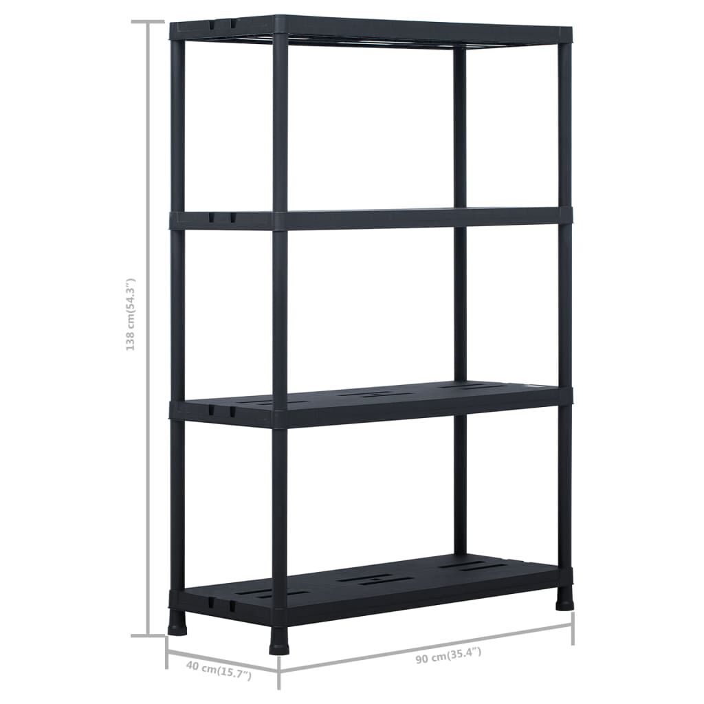 vidaXL Ραφιέρες 2 τεμ. Μαύρες 220 κ. 90 x 40 x 138 εκ. Πλαστικές