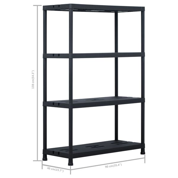 vidaXL Ραφιέρες 2 τεμ. Μαύρες 220 κ. 90 x 40 x 138 εκ. Πλαστικές