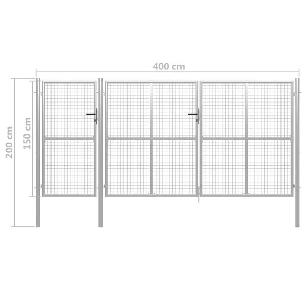 vidaXL Πόρτα Περίφραξης Κήπου Ασημί 400 x 150 εκ. Ατσάλινη