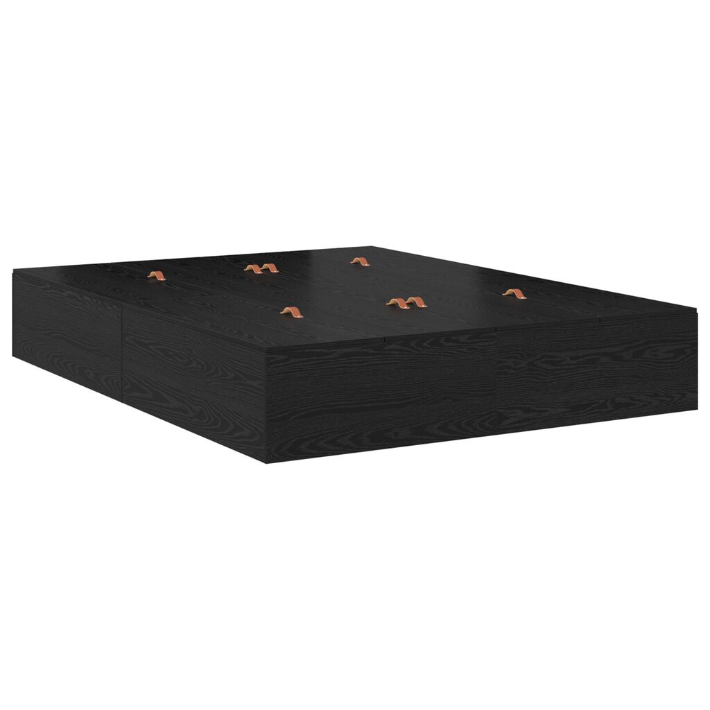 vidaXL Κρεβάτι Αποθήκης Μαύρη Δρυς 150x200 εκ