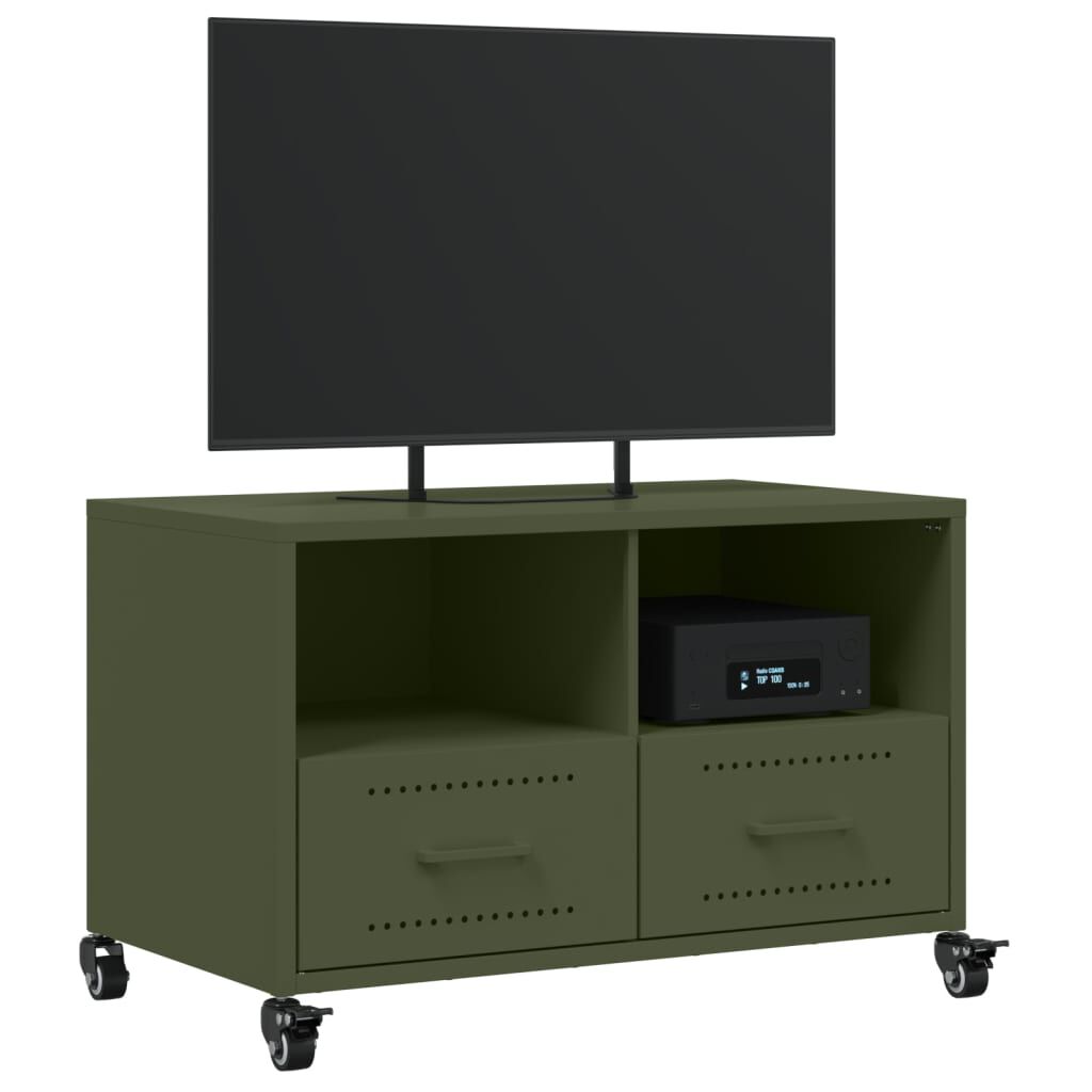 vidaXL Έπιπλο Τηλεόρασης Πράσινο Λαδί 68x39x43,5 εκ. από Ατσάλι