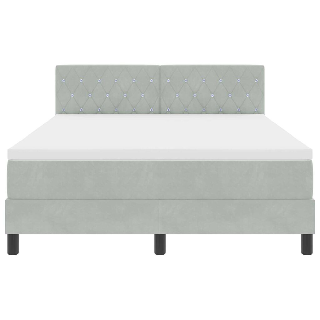 Κρεβάτι Box Spring με στρώμα & LED Ανοιχτό γκρι 160x200 εκ. Βελούδο