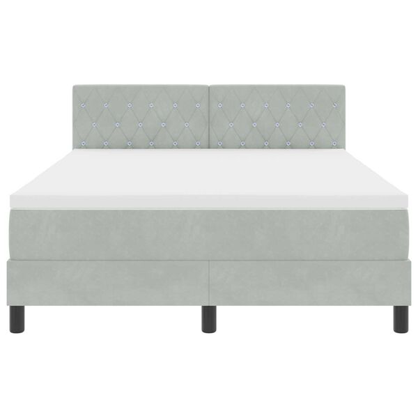 Κρεβάτι Box Spring με στρώμα & LED Ανοιχτό γκρι 160x200 εκ. Βελούδο