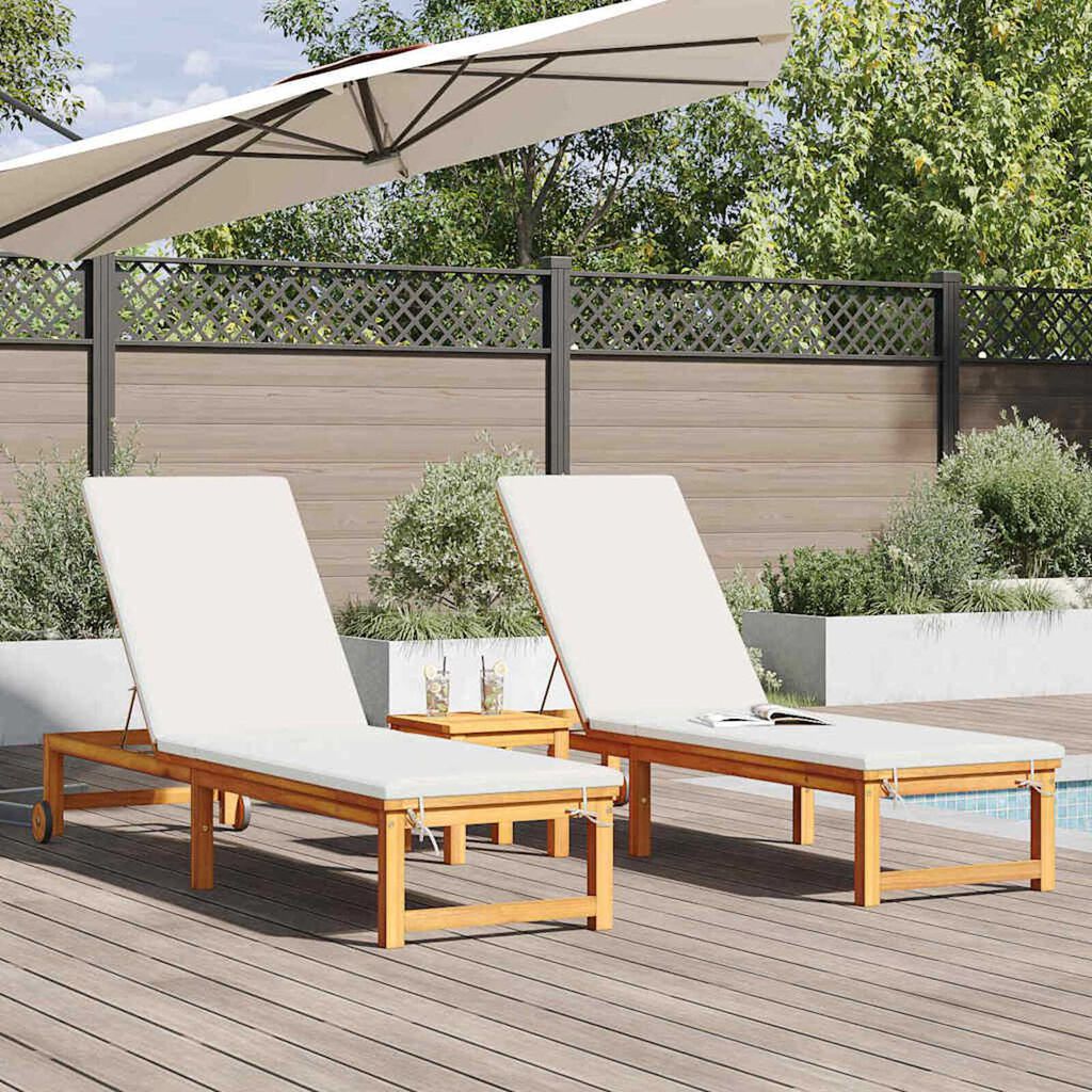 vidaXL Ξαπλώστρα 2 pcs Καφέ 53 x 202 x 89εκ Μασίφ ξύλο ακακίας