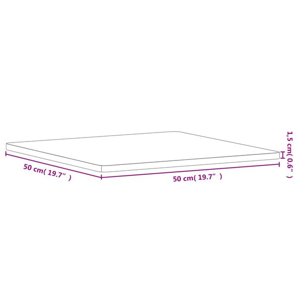 vidaXL Επιφάνεια Τραπεζιού Τετράγωνη 50x50x1,5 εκ. Μασίφ Ξύλο Οξιάς