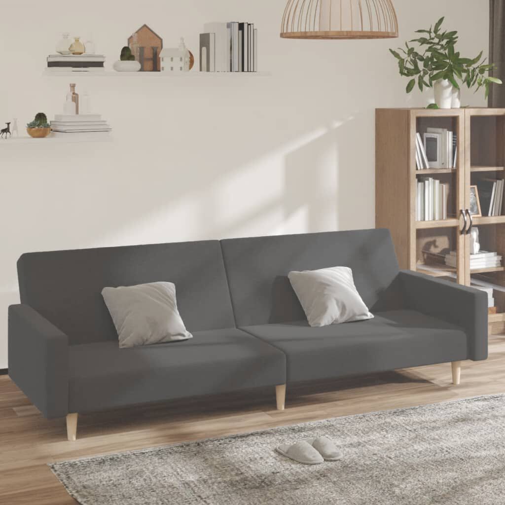 vidaXL Καναπές Κρεβάτι Διθέσιος Ανοιχτό Γκρι Υφασμάτινος