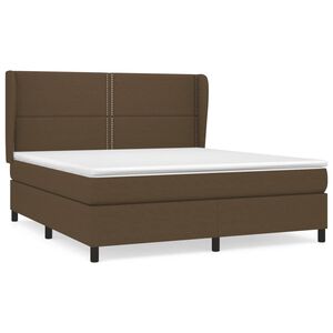 vidaXL Κρεβάτι Boxspring με Στρώμα Σκούρο Καφέ 180x200 εκ Υφασμάτινο