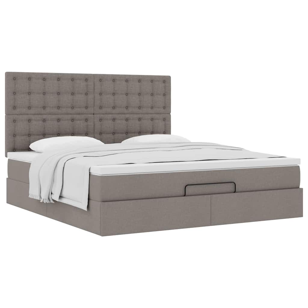 vidaXL Οθωμανικό κρεβάτι με στρώμα Taupe 180x200cm ύφασμα