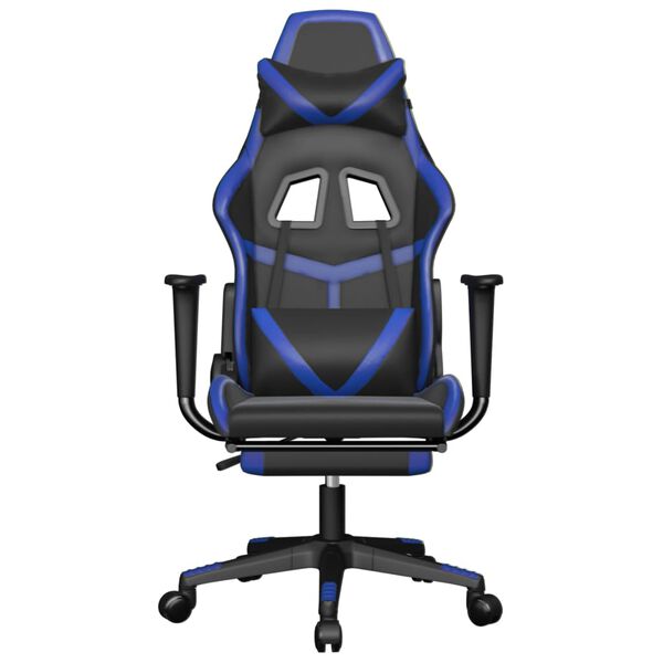 vidaXL Καρέκλα Gaming Μασάζ Υποπόδιο Μαύρο/μπλε από Συνθετικό Δέρμα