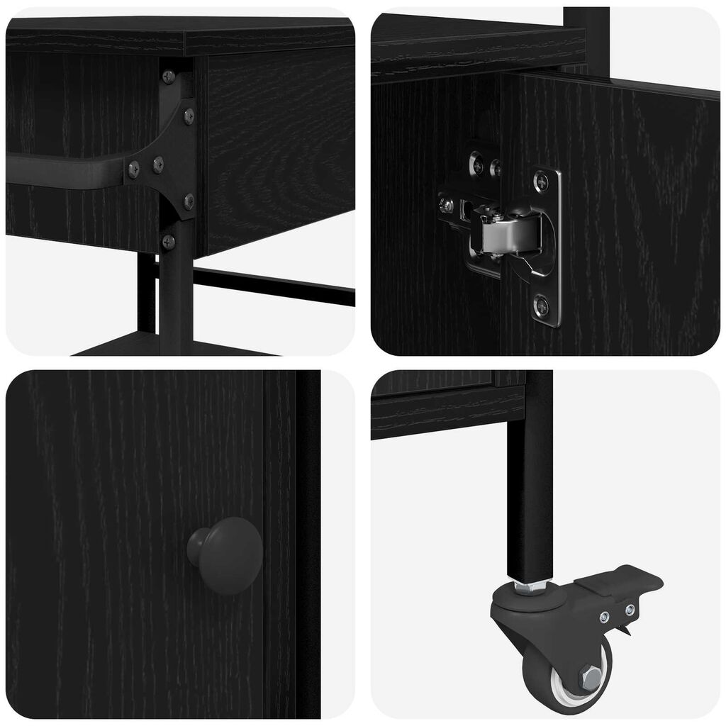 vidaXL Καλάθι Κουζίνας Μαύρης Δρυός 56x43x89.5 εκ. Κατασκευασμένο Ξύλο