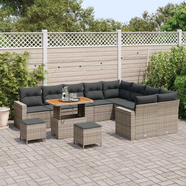 vidaXL Σετ Καναπέ Κήπου 12 pcs Γκρι συνθετικό ρατάν