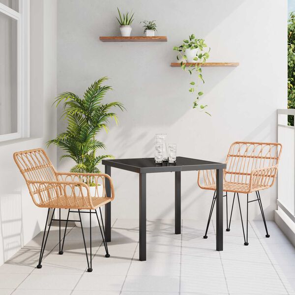 vidaXL Σέτ φαγητού για κήπο 5 pcs Μαύρο Πολυ ράταν