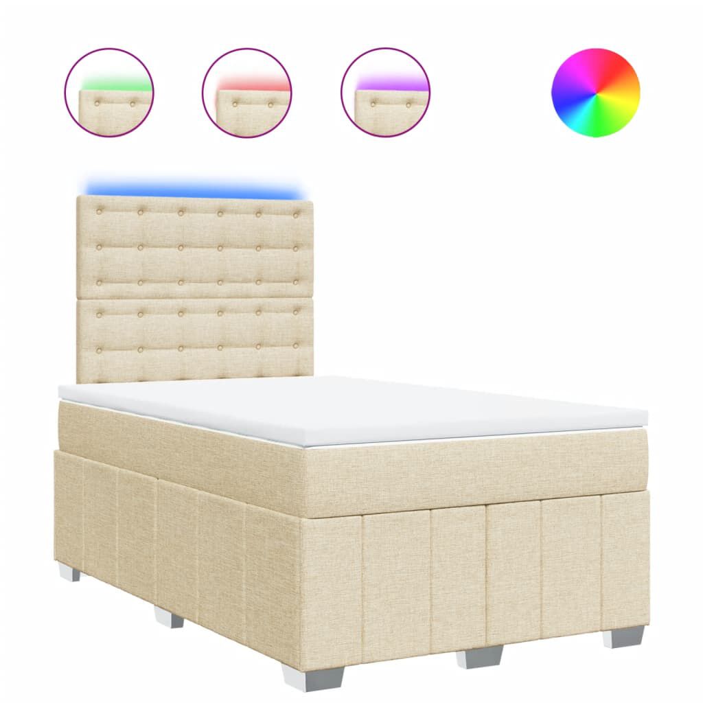 vidaXL Κρεβάτι Boxspring με Στρώμα Κρεμ 120x190 εκ. Υφασμάτινο