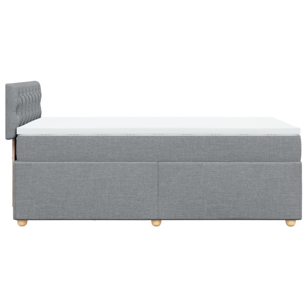 vidaXL Κρεβάτι Boxspring με Στρώμα Ανοιχτό Γκρι 90x190 εκ. Υφασμάτινο