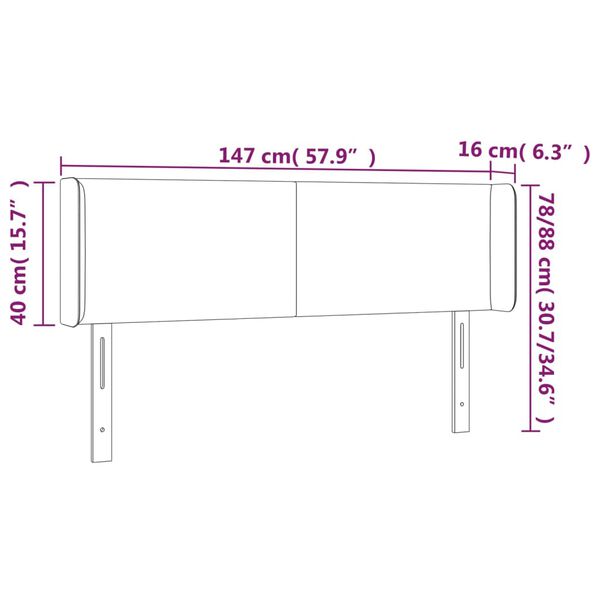 vidaXL Κεφαλάρι Κρεβατιού LED Σκούρο Πράσινο 147x16x78/88εκ. Βελούδινο